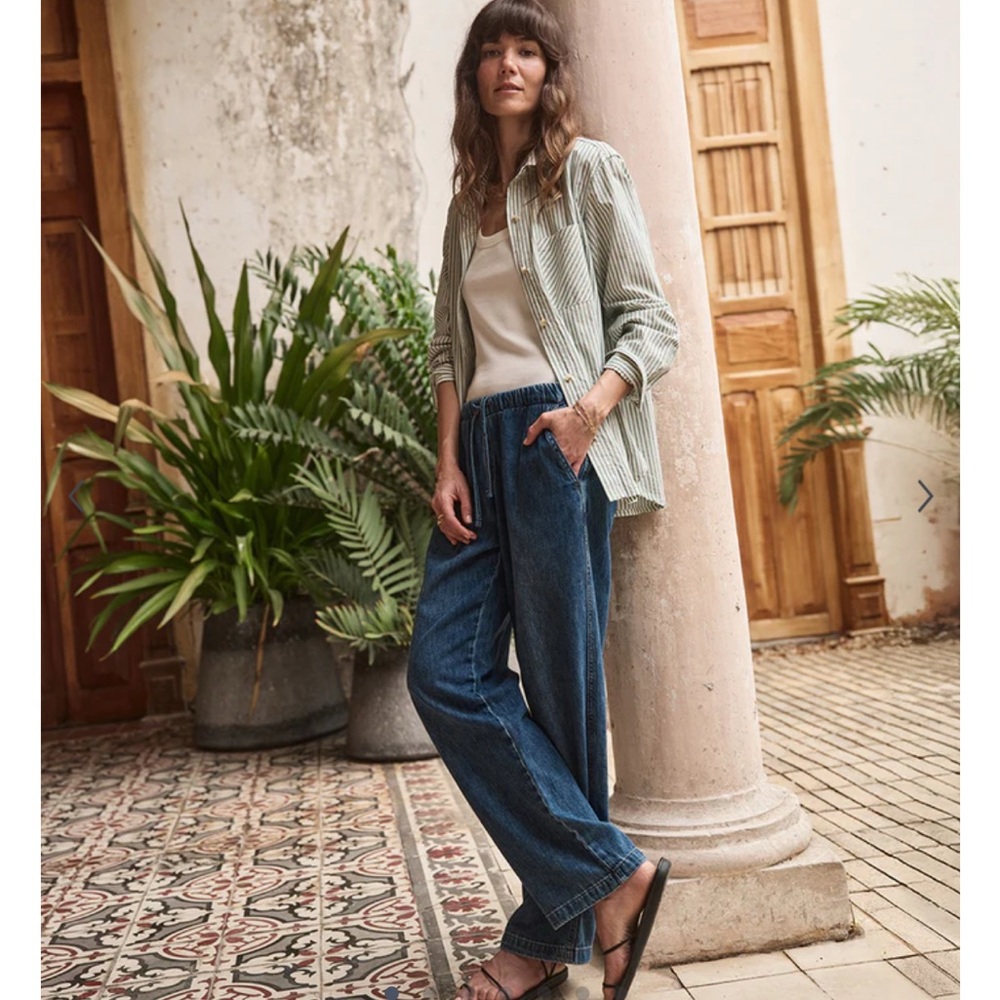 Marine Layer Women's Boyfriend Jeans in Dark Blue Denim